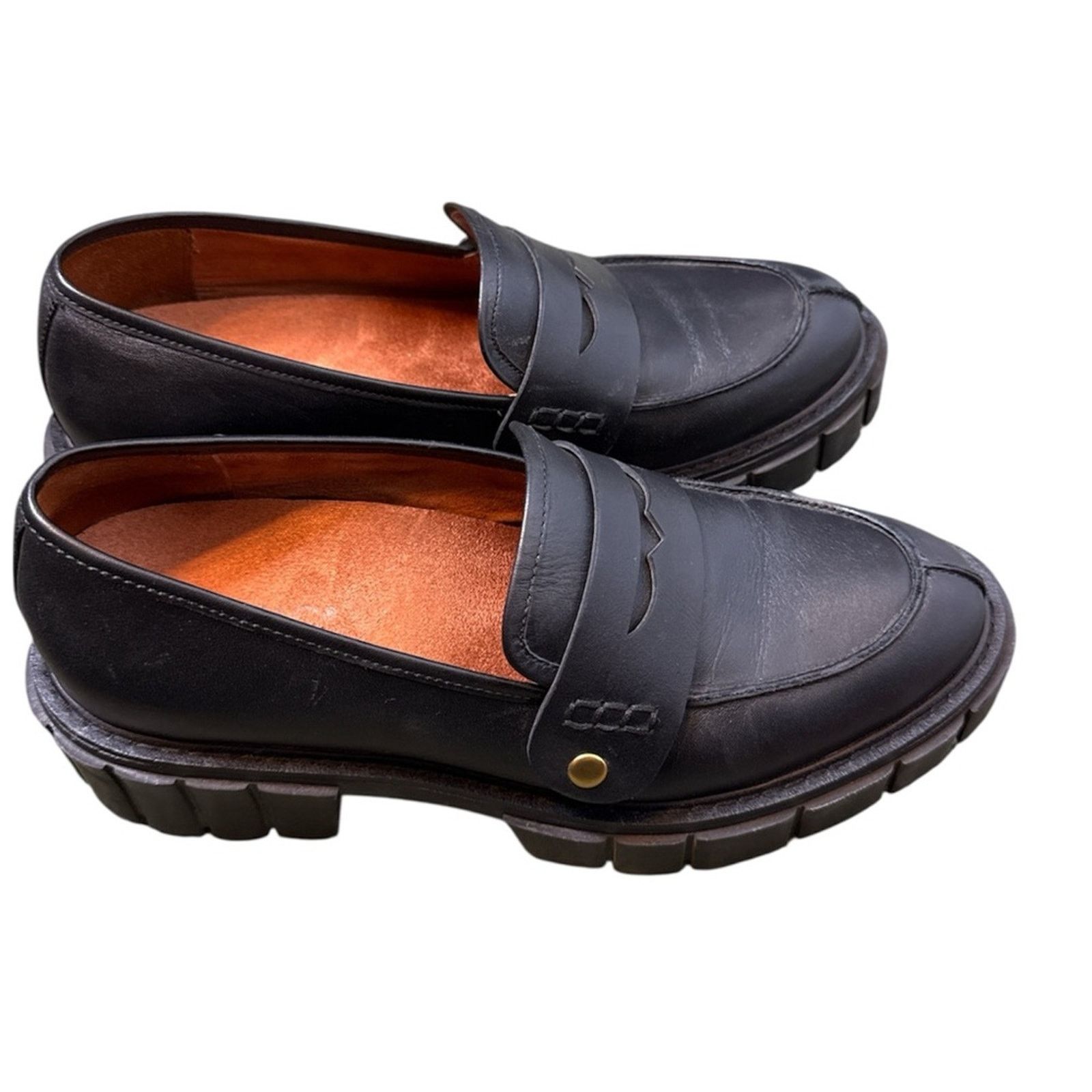Vionic Vionic Elodie Black Leather Lug Sole Chunky Slip On Loafers Size US 8 / IT 38 - 3 Thumbnail