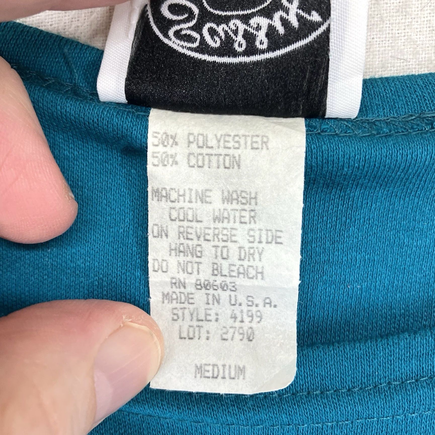 Altea VINTAGE Sassy Sport Western T Shirt M Women Teal Gold Paint Tribal Geometric Glitter Buckle 80s 90s City Hipster Modern Cowgirl Casual Size M / US 6-8 / IT 42-44 - 3 Thumbnail