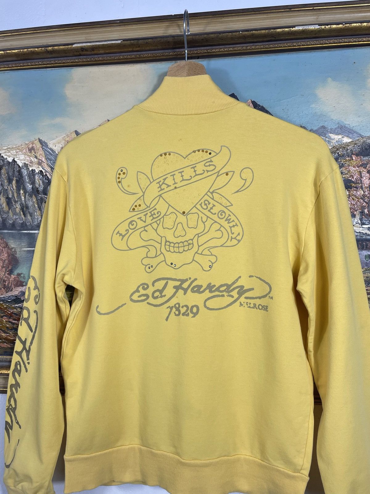 Christian Audigier × Ed Hardy × Vintage Ed Hardy Retro 00s Hoodie With Crystals Affliction Grunge Size US M / EU 48-50 / 2 - 8 Thumbnail