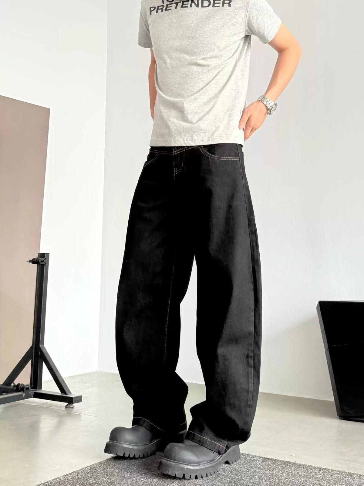 Other Black Wide-Leg Denim Jeans Size US 32 / EU 48 - 1 Thumbnail
