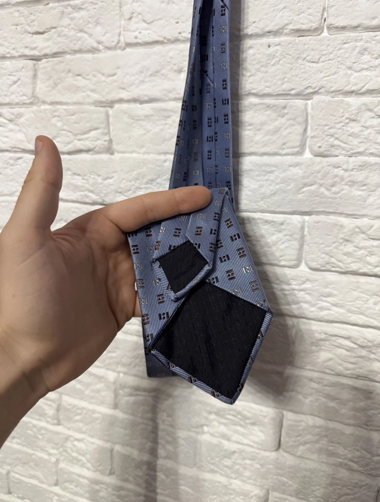 Hermes Vintage Hermes Silk Blue Tie Geometric Pattern One Size Size ONE SIZE - 5 Thumbnail