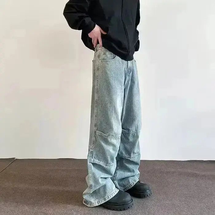 Japanese Brand Blue Wide Leg Baggy Denim Jeans, Grunge Jeans, Opium Size US 30 / EU 46 - 5 Thumbnail