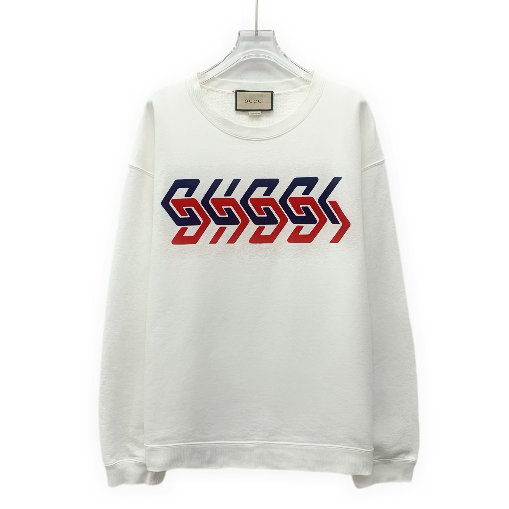 Gucci Gucci White Letter Mirror Print Cotton Round-Neck Long-Sleev Size L / US 10 / IT 46 - 1 Thumbnail