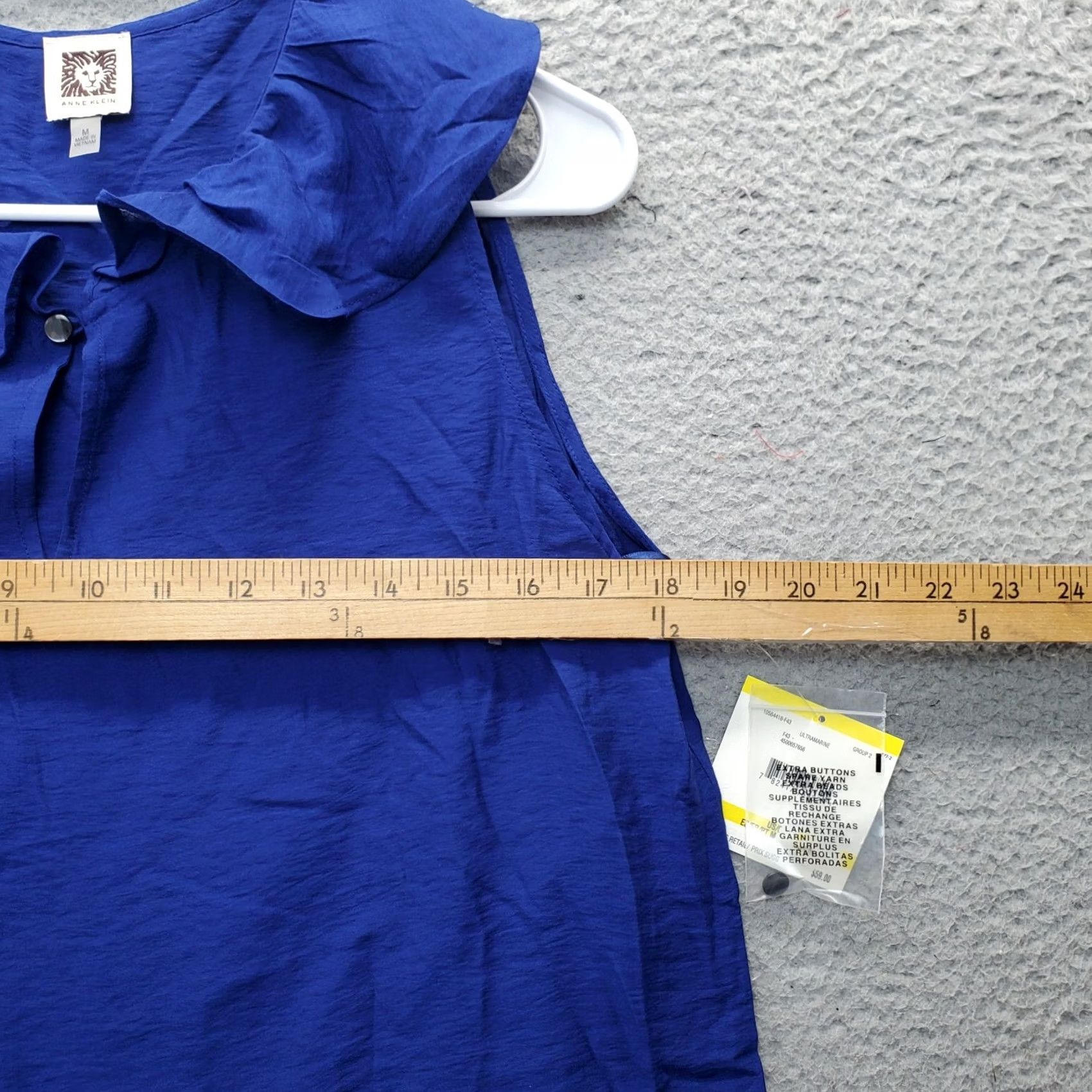 Anne Klein Anne Klein Top Womens M Blue Tank Viscose Sleeveless Ruffle Keyhole Neck Size M / US 6-8 / IT 42-44 - 6 Thumbnail