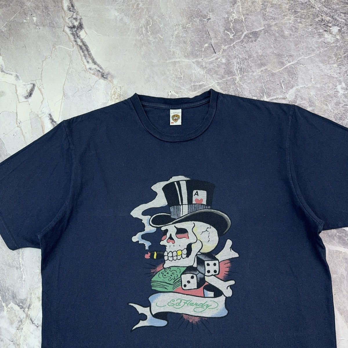 Christian Audigier × Ed Hardy Vintage Ed Hardy Christian Audigier T shirt Skeleton Dice Y2 Size US M / EU 48-50 / 2 - 6 Thumbnail