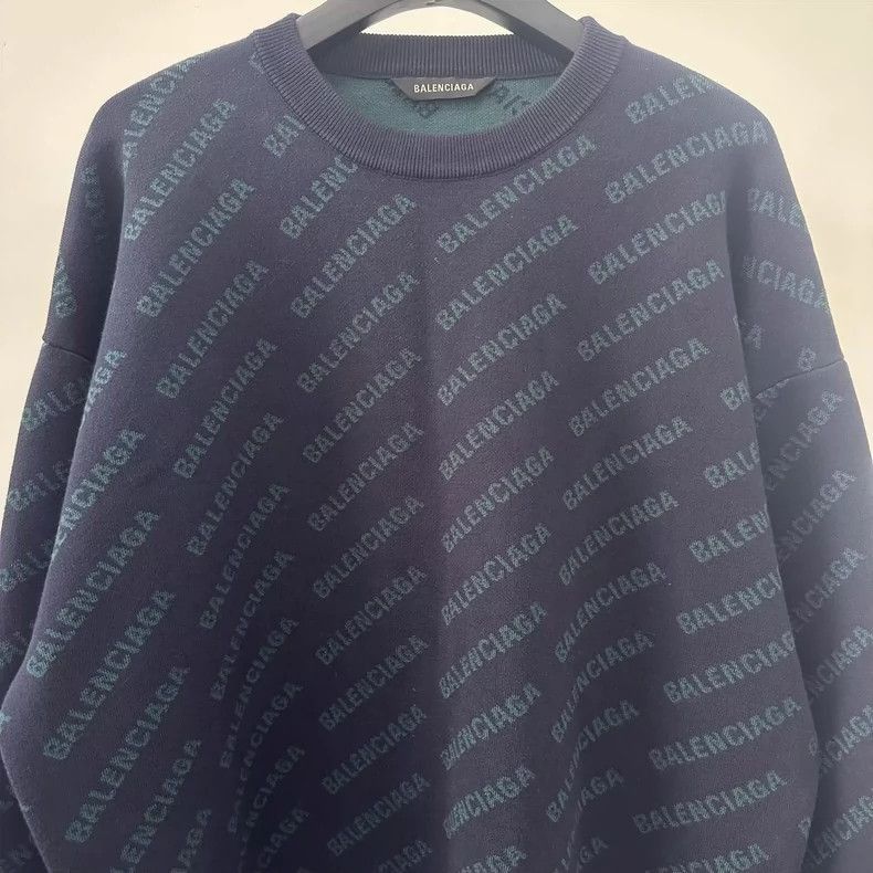 Balenciaga Balenciaga Balenciaga Logo Print Sweater in Navy Blue-2506 Size US M / EU 48-50 / 2 - 3 Thumbnail