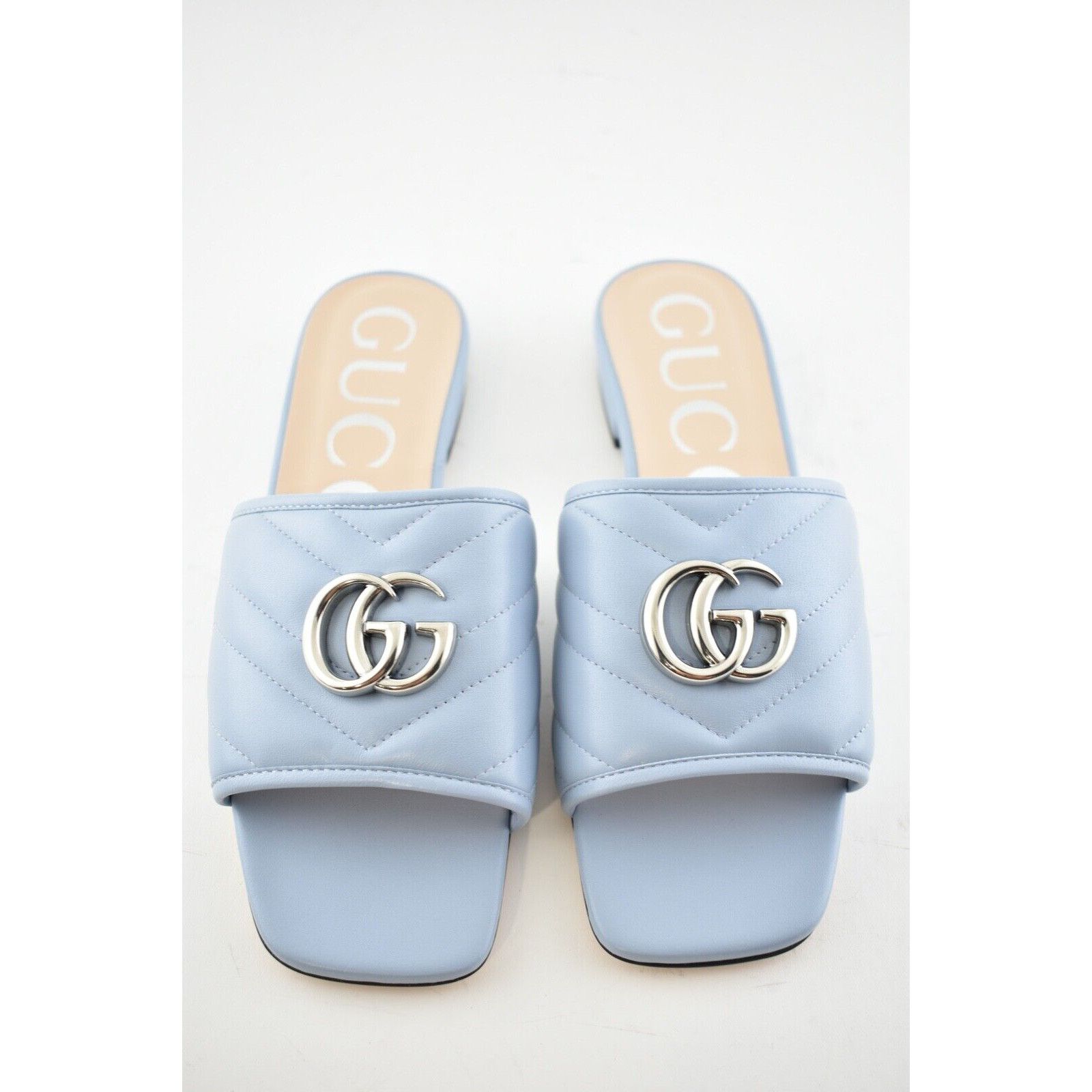 Gucci Gucci Marmont Blue Silver GG Interlocking Metal Logo Mule Size US 7 / IT 37 - 6 Thumbnail