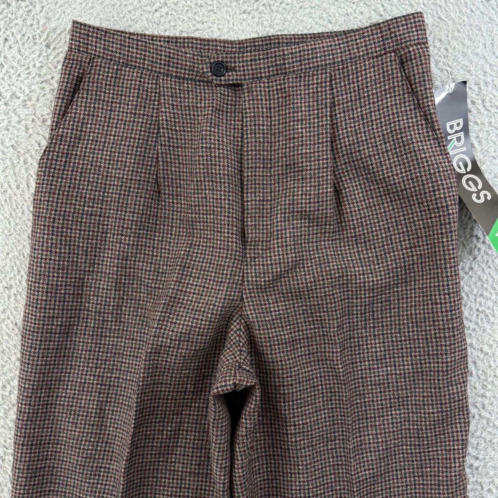 Vintage VINTAGE Briggs New York Pants Women 12 Houndstooth High Waist Pleated Trousers NWT Brown 90s City Hipster Preppy Modern Classic Tapered Leg Size 34" / US 12 / IT 48 - 3 Thumbnail