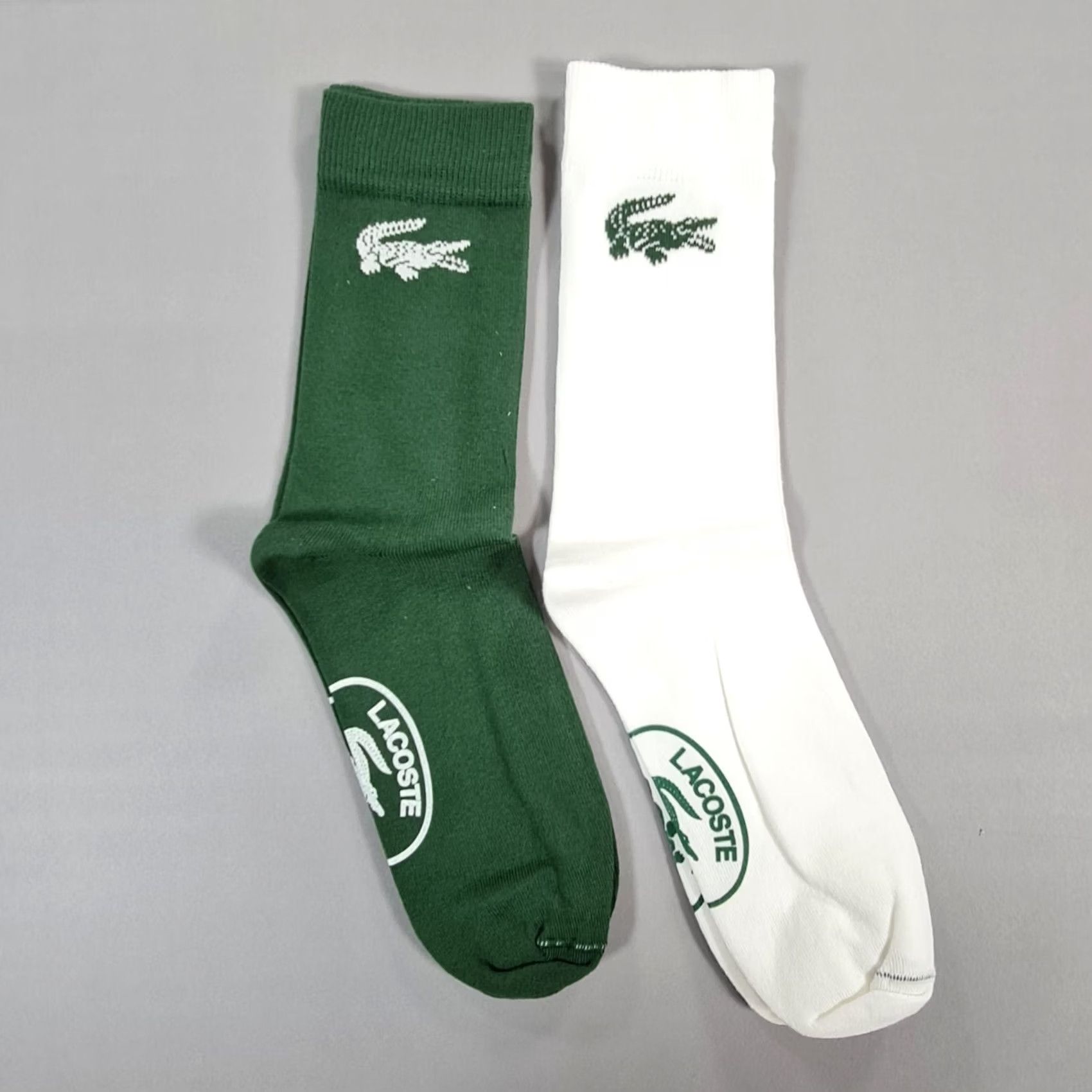Lacoste Lacoste Socks Pack Of 2 Mens 35-38 Cotton Blend Ribbed Ankle White/Green Logo Crocodile Athletic Shoes Style (Mid Calf) Size 34 - 2 Thumbnail
