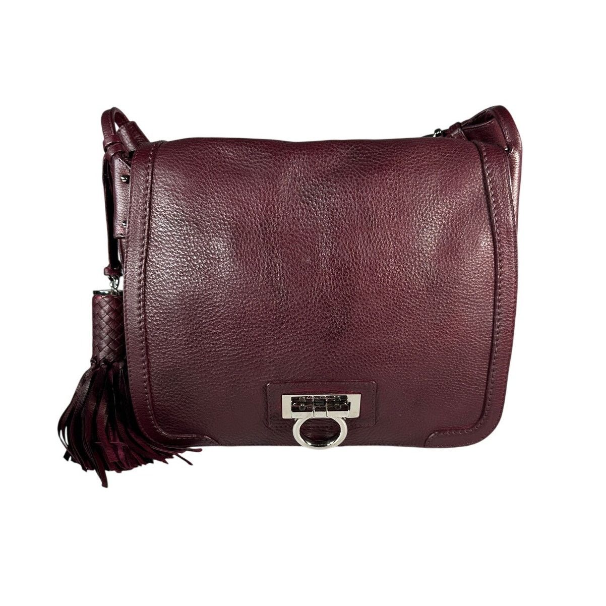 Salvatore Ferragamo Gancini Shoulder Bag 0677 Burgundy Wine in Purple, Women's