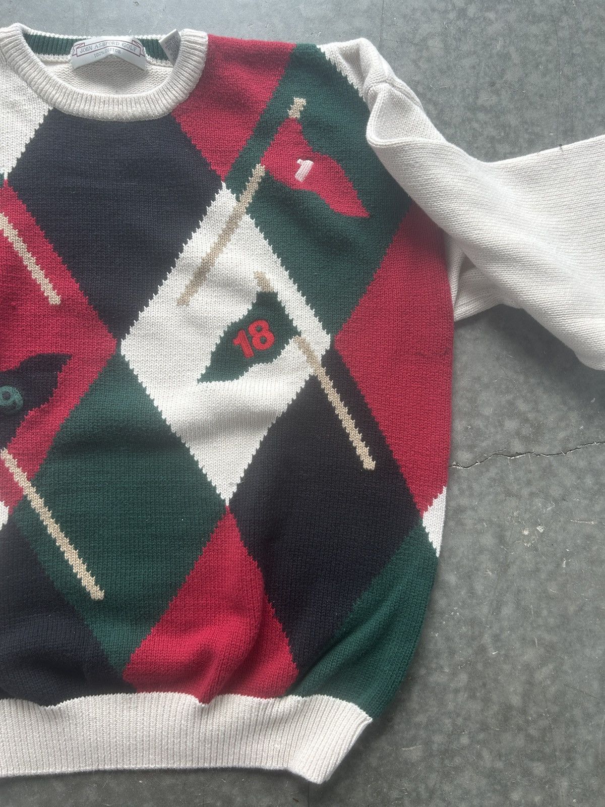 Vintage Vintage 90s John Ashford Golf Knit Sweater Boxy Fit Size US XL / EU 56 / 4 - 3 Thumbnail