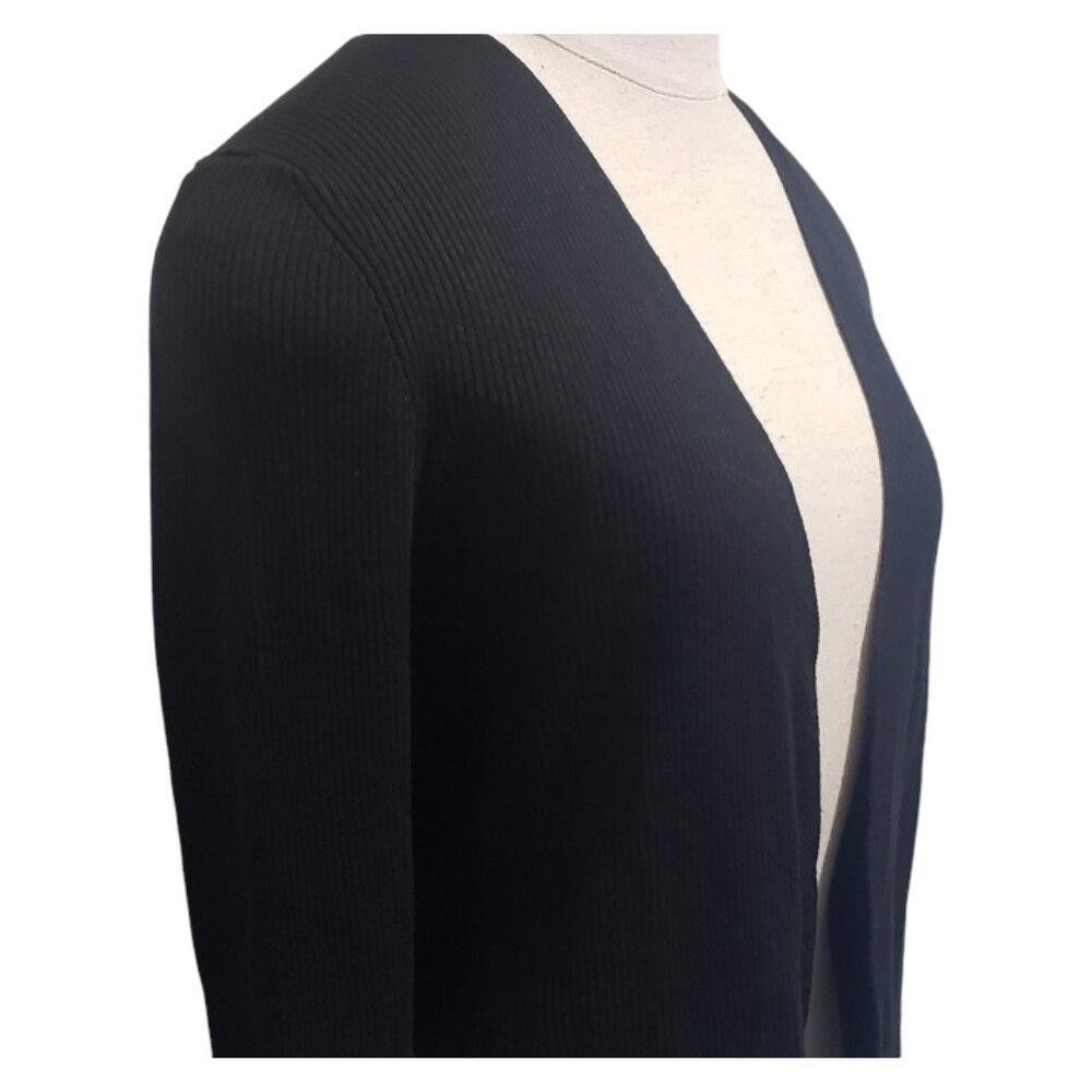 Chicos CT1939 Chicos Black Ribbed Open Long Sleeve Shrug M Size M / US 6-8 / IT 42-44 - 3 Thumbnail