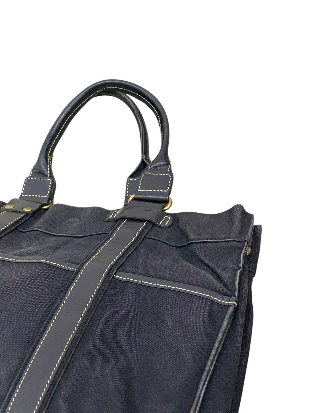 Genuine Leather Leather Cotton Duck Kinoshohampu Japan Faded Tote Bag 1🟩6 Size ONE SIZE - 9 Thumbnail