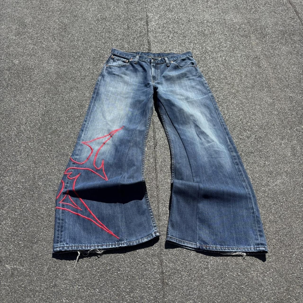 Affliction × Japanese Brand × Vintage jnco affliction style tribal embroidered jeans Size US 32 / EU 48 - 1 Thumbnail