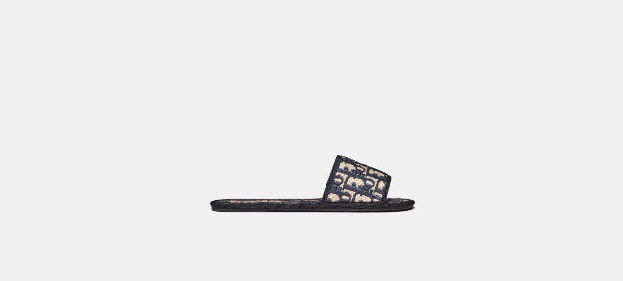 Dior o1w1db10724 Dior Chez Moi Slides in Deep Blue / Beige Size US 8 / IT 38 - 1 Thumbnail