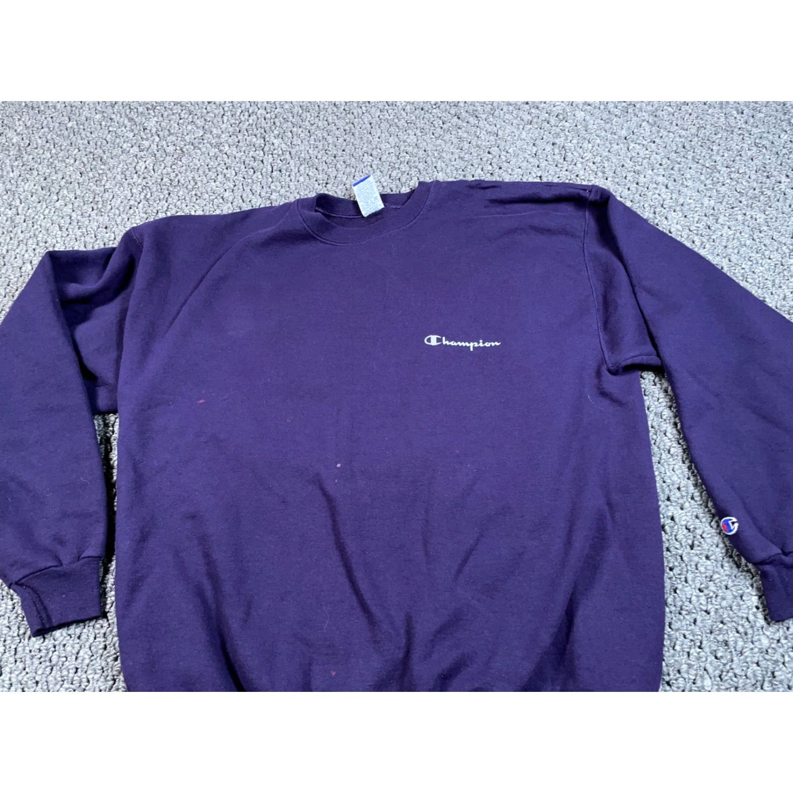 Champion VINTAGE Champion Sweatshirt Crewneck Adult Large Purple 90s Logo 50/50 Men Pullover Size US L / EU 52-54 / 3 - 6 Thumbnail