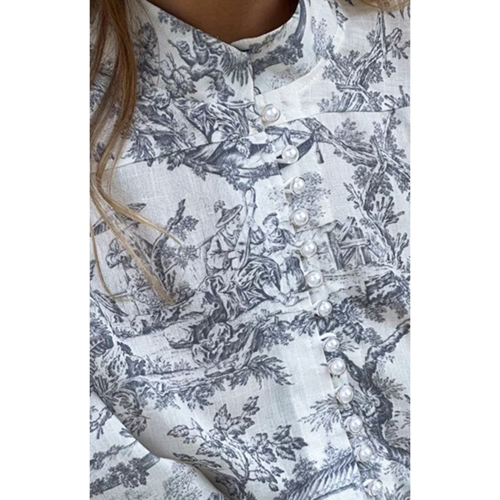 Other Commense Grey Ink Painting Print Tie Up A-Line Short Dress Size S / US 4 / IT 40 - 3 Thumbnail