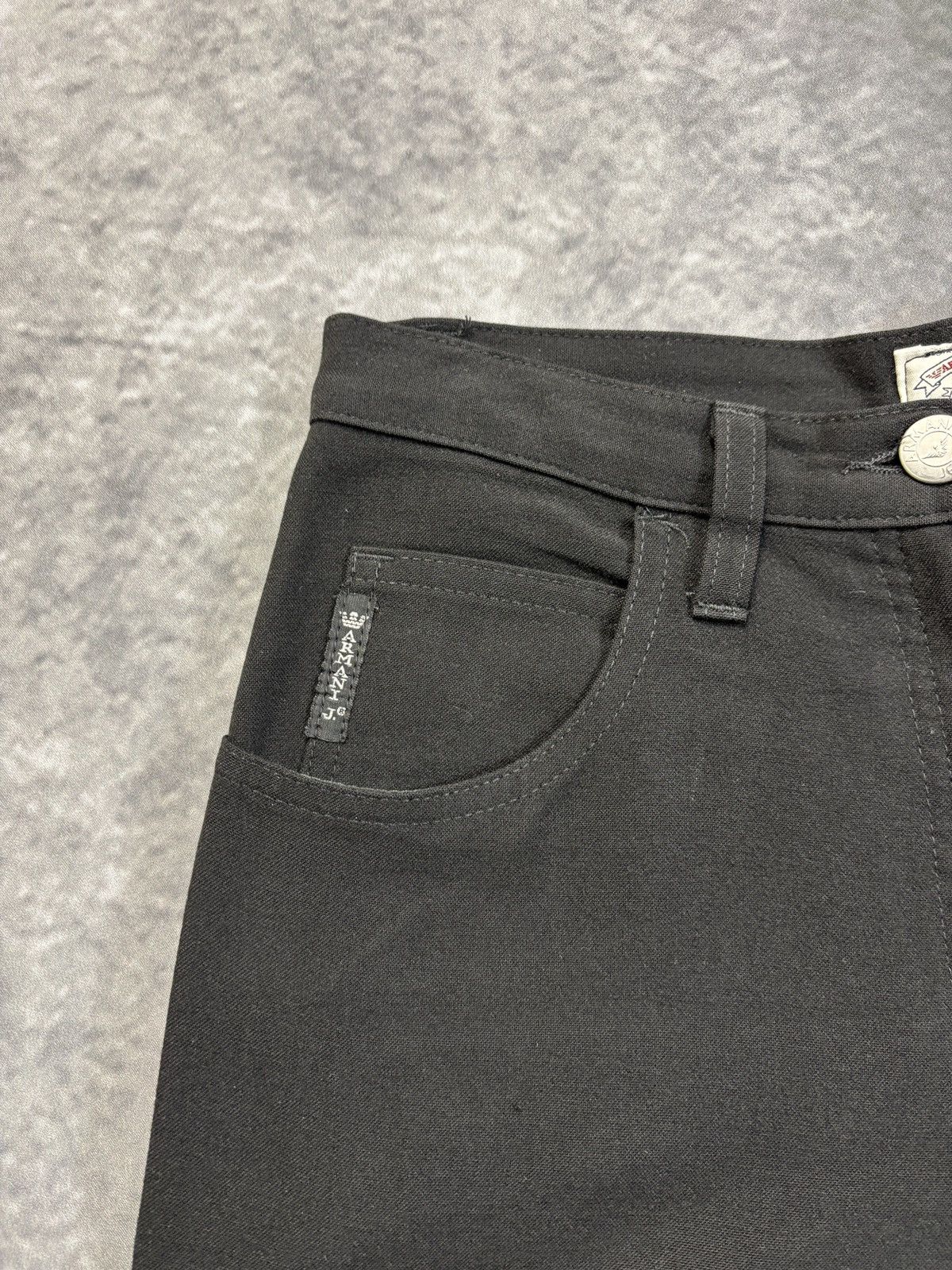Emporio Armani × Giorgio Armani × Vintage Vintage Armani Jeans Black Trousers 1990s 2000s Wool Italy Size 26" / US 2 / IT 38 - 6 Thumbnail