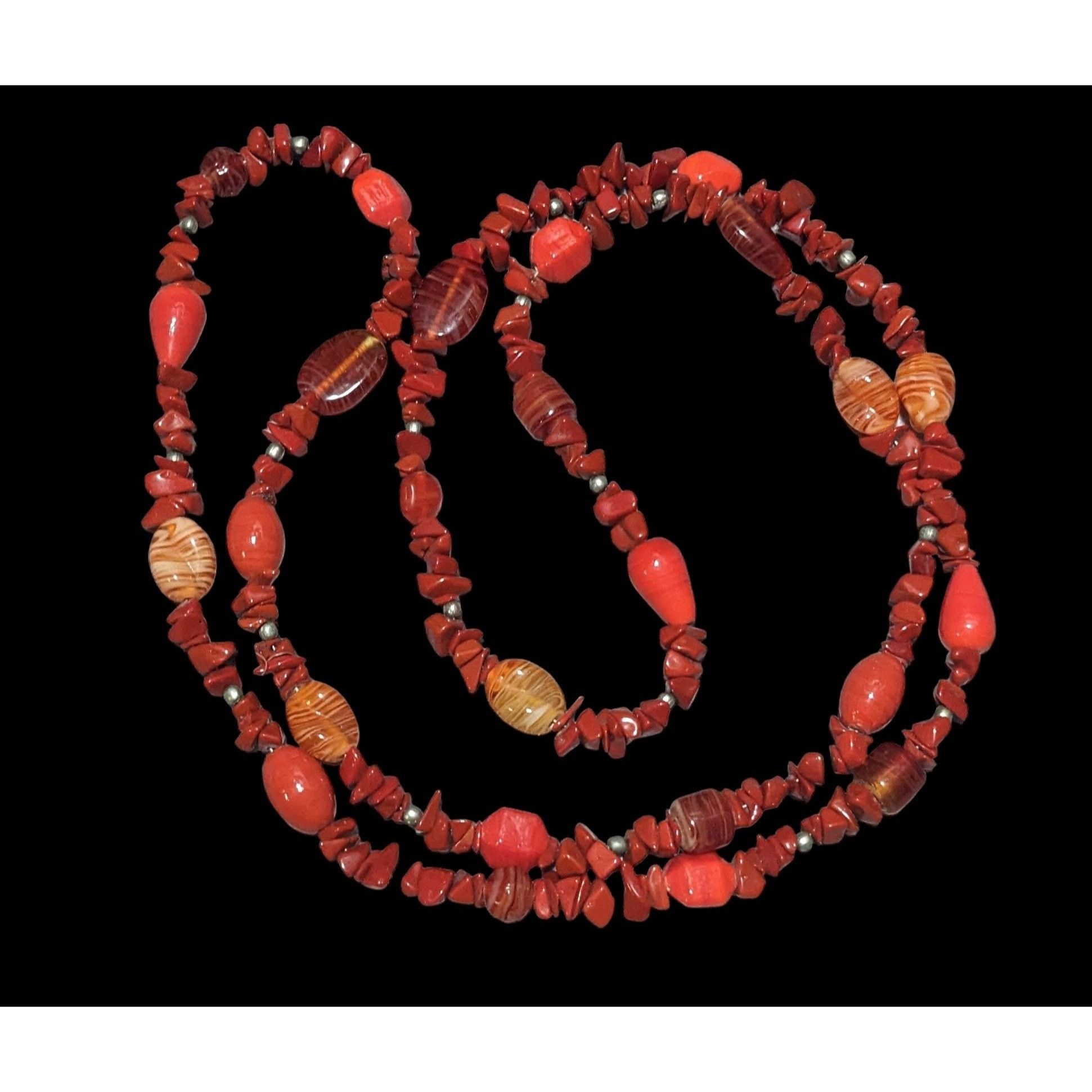 Other Red Jasper Chip And Glass Beaded Necklace Size ONE SIZE - 1 Thumbnail