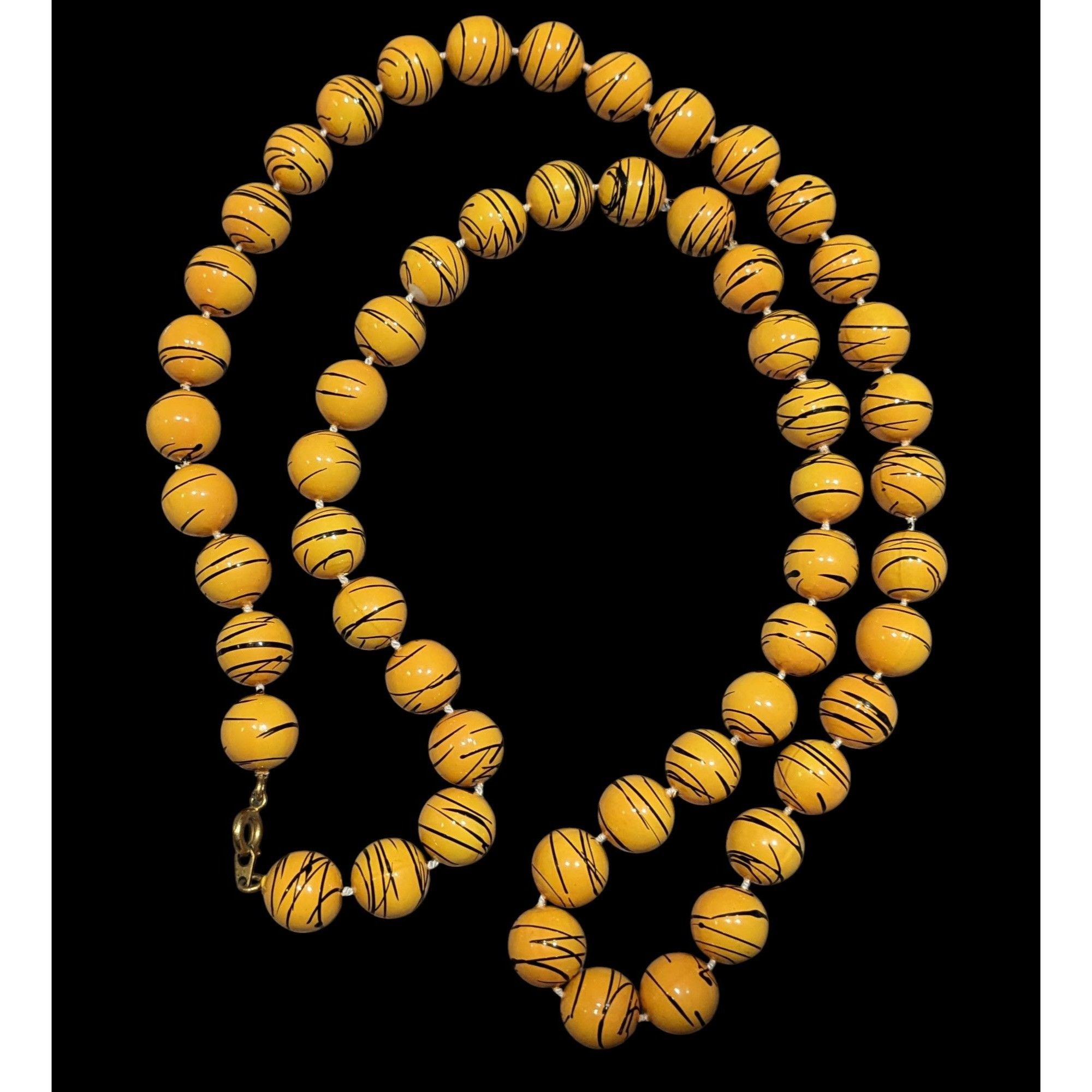 Other Vintage 80s Yellow And Black Paint Splatter Necklace Size ONE SIZE - 1 Thumbnail