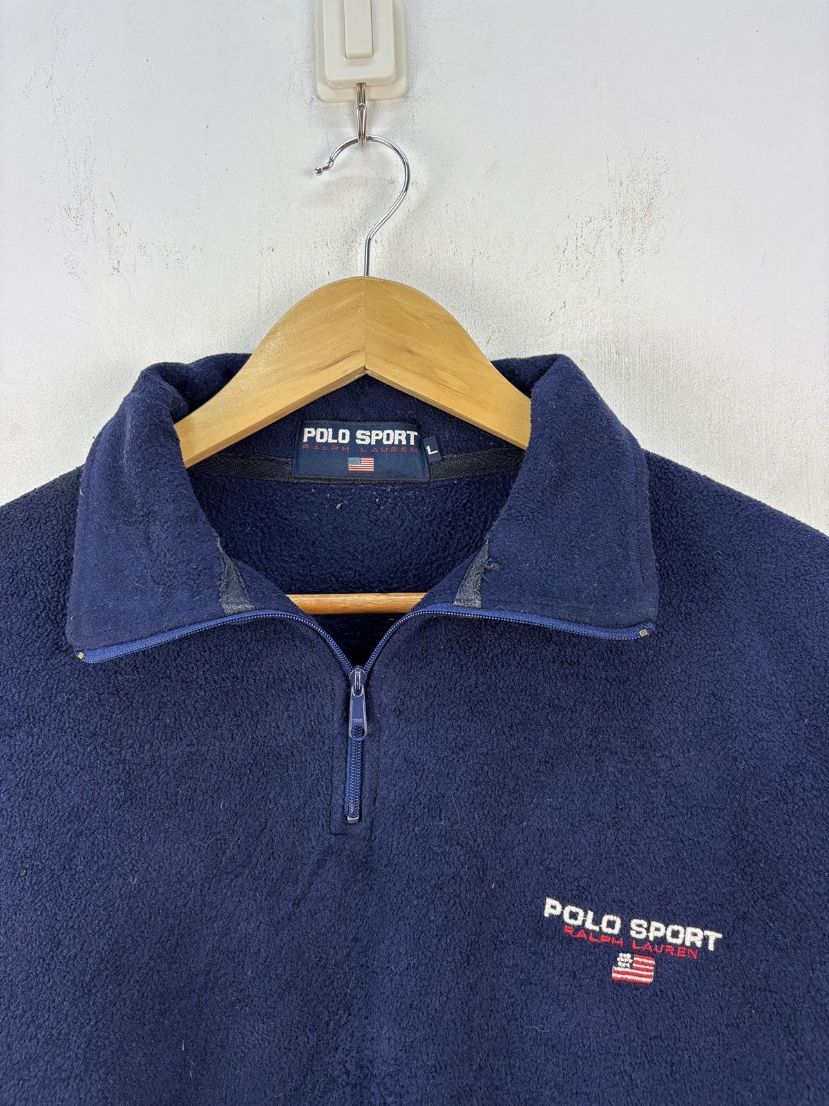 Ralph Lauren Vintage 80s Polo Sport Ralph Lauren Pullover Fleece US FLAG Size US L / EU 52-54 / 3 - 6 Thumbnail