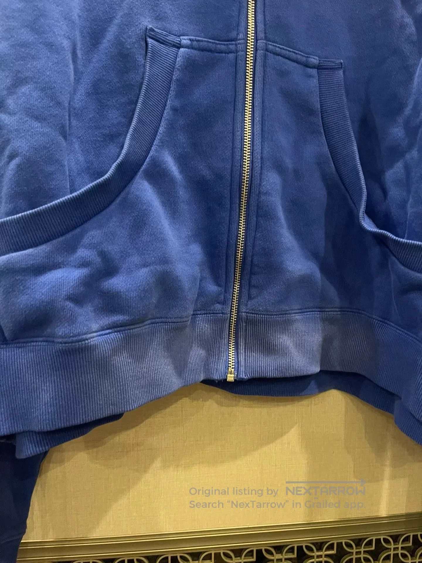 oversized blue zip.