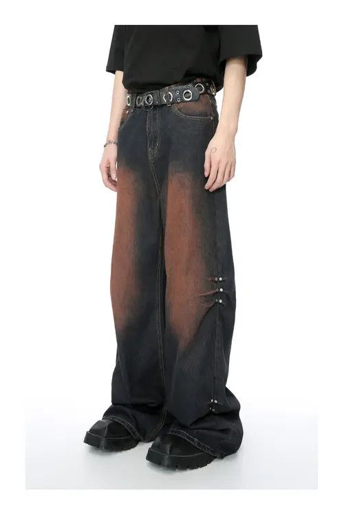 Other Vintage loose rivet gradient wide-leg distressed jeans Size US 32 / EU 48 - 6 Thumbnail