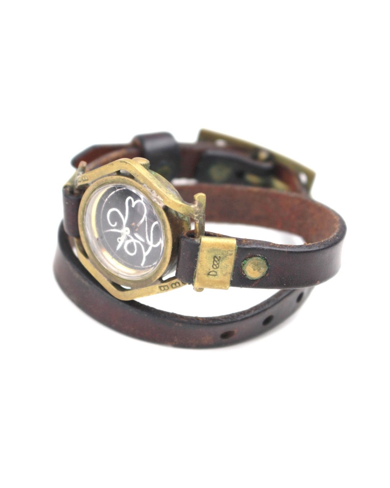 Hysteric Glamour 2000S DEEE ONE-OFF HANDMADE BRASS FRAME WRAP LEATHER WATCH Size ONE SIZE - 4 Thumbnail