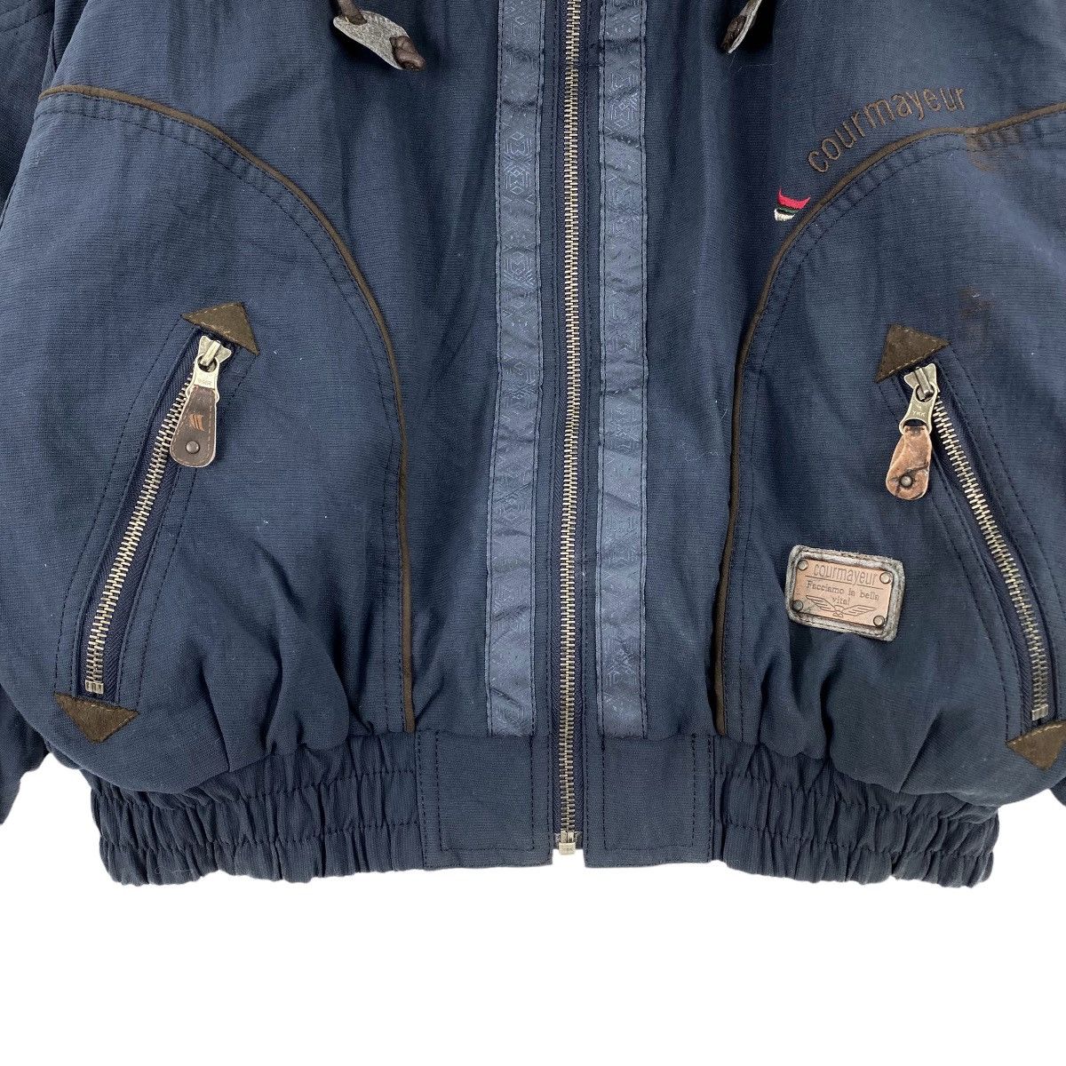 Japanese Brand COURMAYEUR Japan Winter Ski Surf Hooded Short Navy Bomber Size US L / EU 52-54 / 3 - 3 Thumbnail