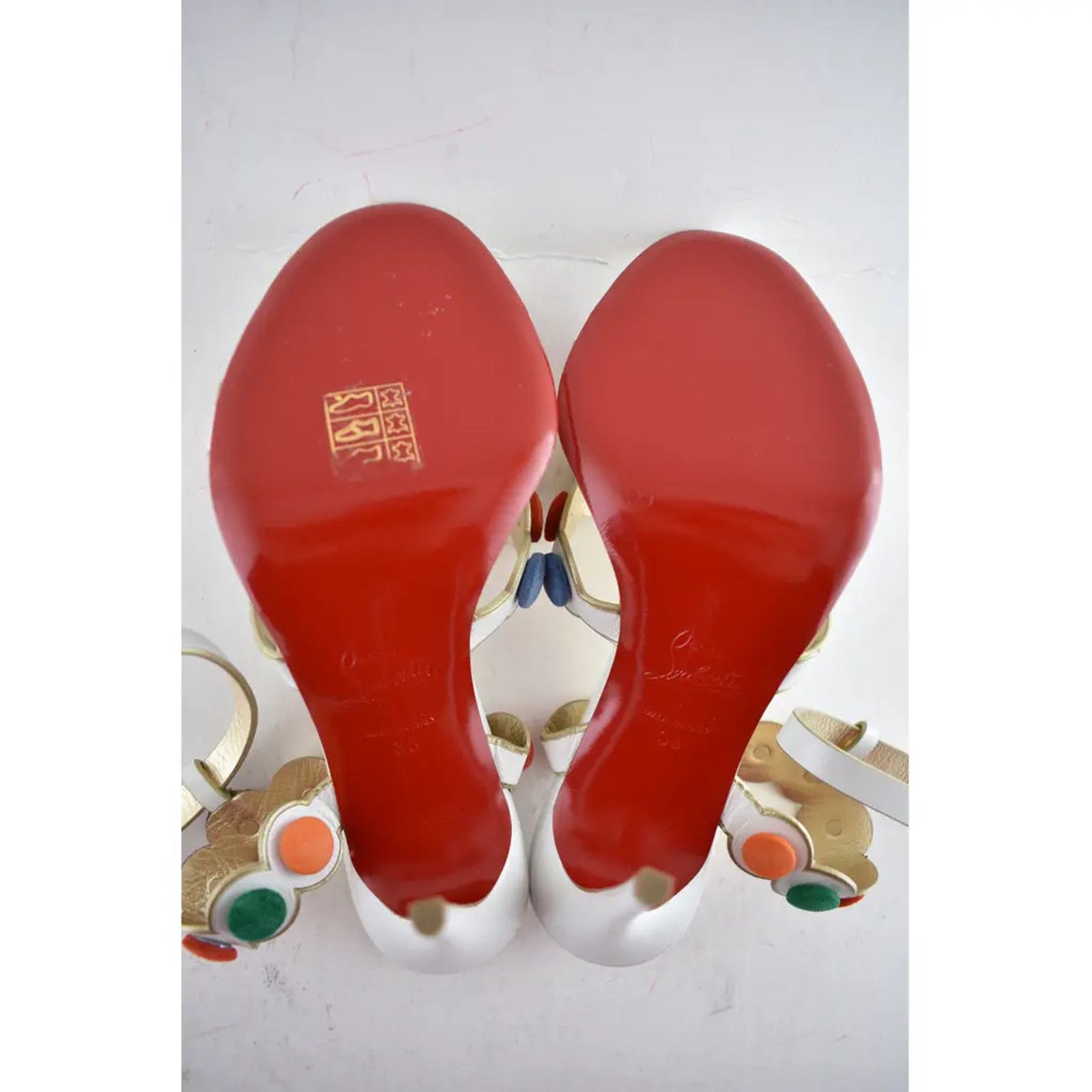 Christian Louboutin Smartissima 100 White Multi Ankle Strap Sandal Heel Pump 35 Size US 5 / IT 35 - 11 Thumbnail
