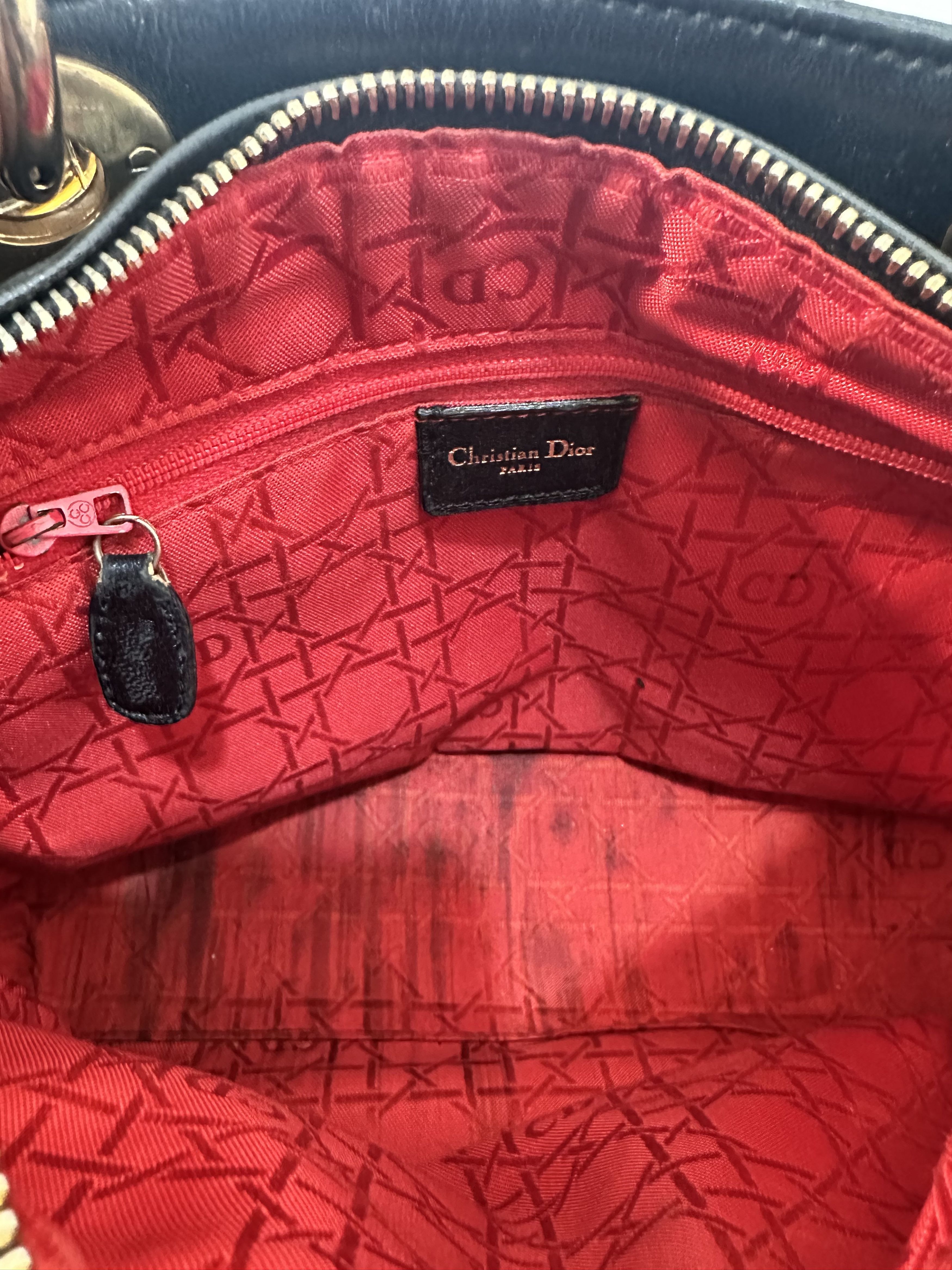 Dior Vintage Dior Black Cannage Leather Medium Lady Dior Tote Size ONE SIZE - 4 Thumbnail