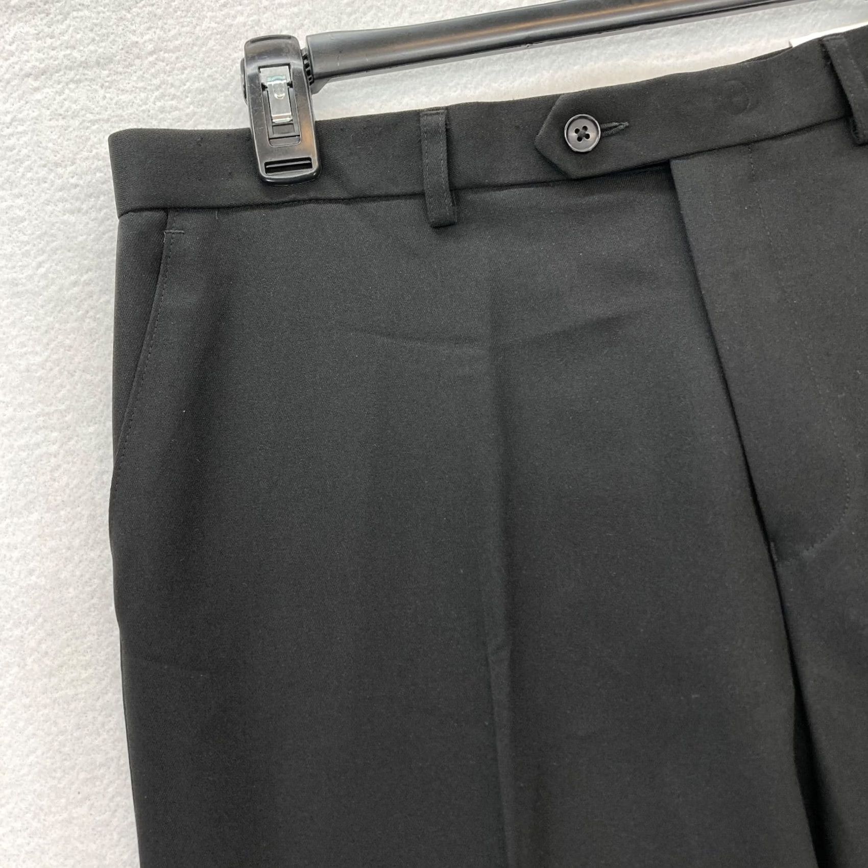 Izod IZOD Dress Pants Mens 34x30 Regular Fit Straight Black Flat Front Stretch Pants Size US 34 / EU 50 - 3 Thumbnail