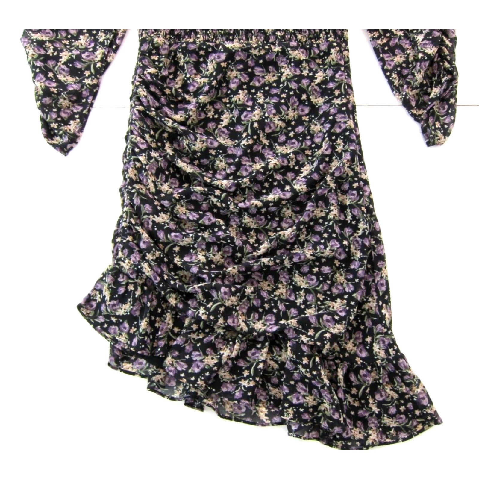 ASTR The Label ASTR The Label Dress Off Shoulder Floral Stretch Ruched Purple Black Green M Size M / US 6-8 / IT 42-44 - 6 Thumbnail