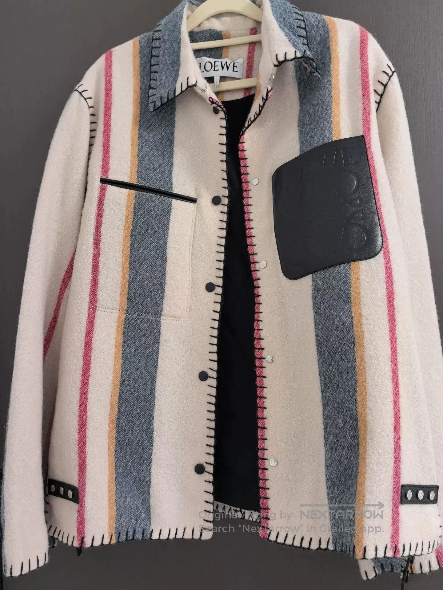 Loewe Loewe Wool Leather Striped Coat. Size US S / EU 44-46 / 1 - 1 Thumbnail