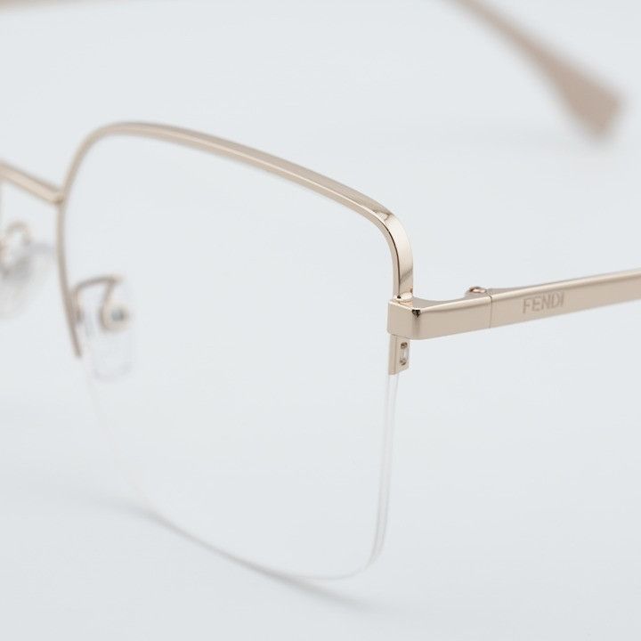 Fendi Fendi FE50091U 028 Semi Rim Eyeglasses Gold 56mm Square Fram Size ONE SIZE - 9 Thumbnail