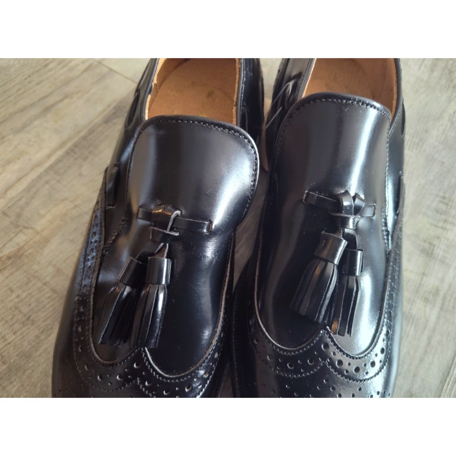 Imperial VINTAGE Mason Executive Imperial Men’s Dress Shoes Brogue Loafers Tasseled Full Brogue 70s Black Size 7 Mens Size US 7 / EU 40 - 3 Thumbnail