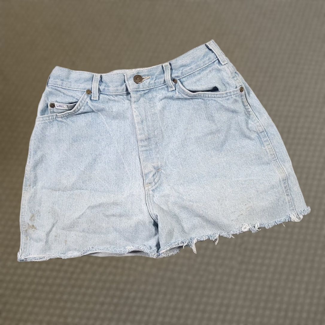 Lee VINTAGE Lee Mom Jean Cut Off Shorts 12M High Rise USA Blue Distressed Stained Size 34" / US 12 / IT 48 - 1 Thumbnail