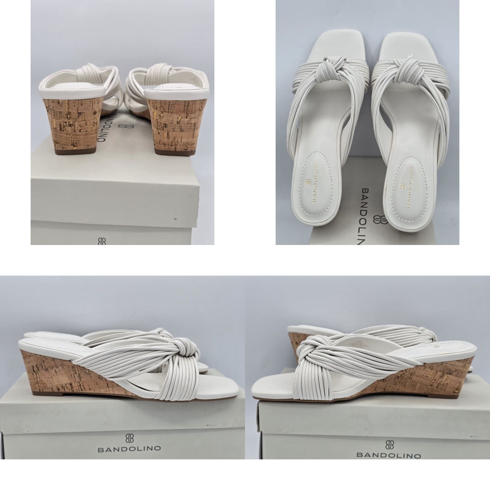 Vintage Bandolino SASSIER 3 Wedge Sandal | White Ivory 150 Sz 8.5 M | Bandolino Women's Sandal | White Size US 9 / IT 39 - 8 Thumbnail
