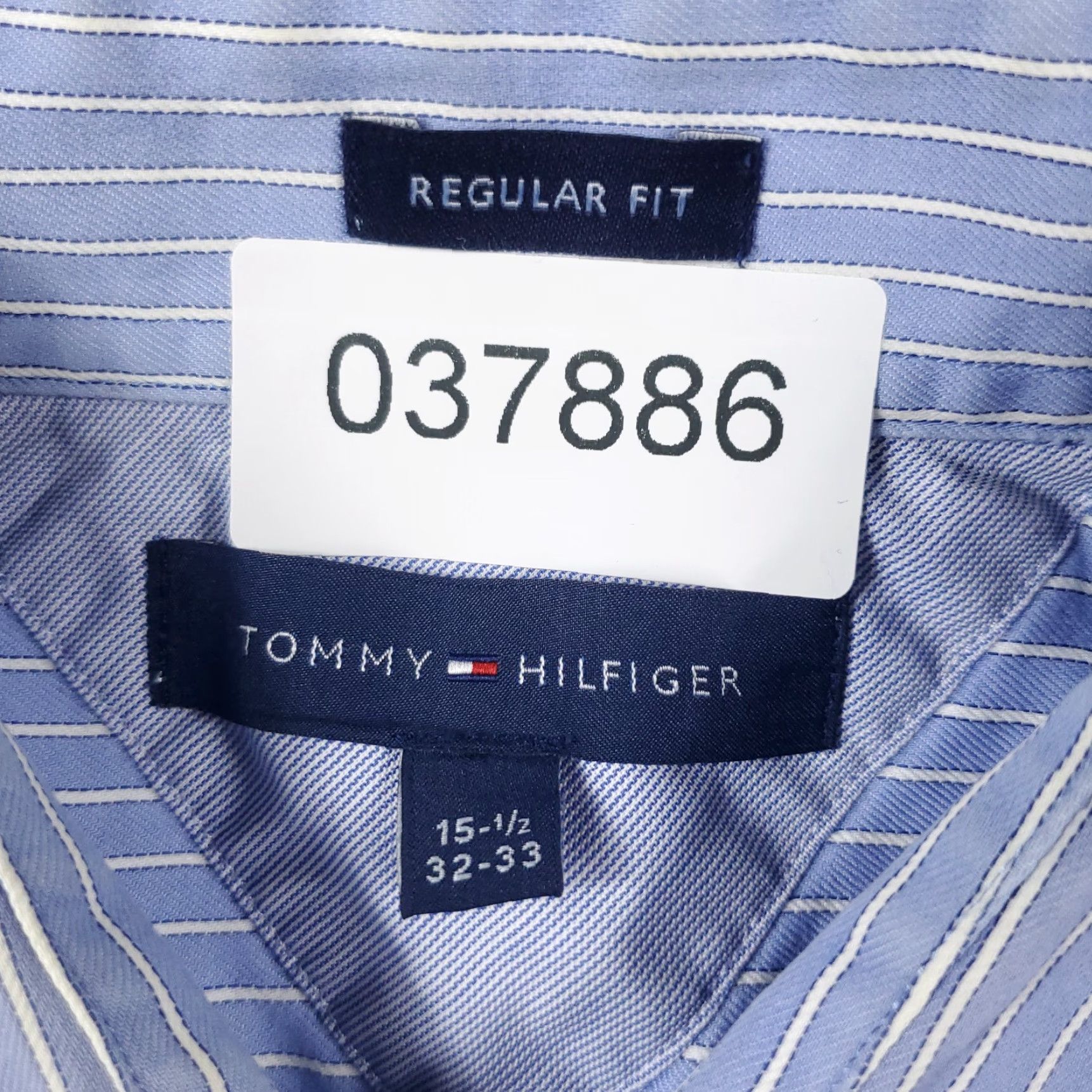 Tommy Hilfiger Tommy Hilfiger Dress Shirt Mens 15.5 Blue Striped Button Up Long Sleeve Casual Business Regular Size 40R - 6 Thumbnail