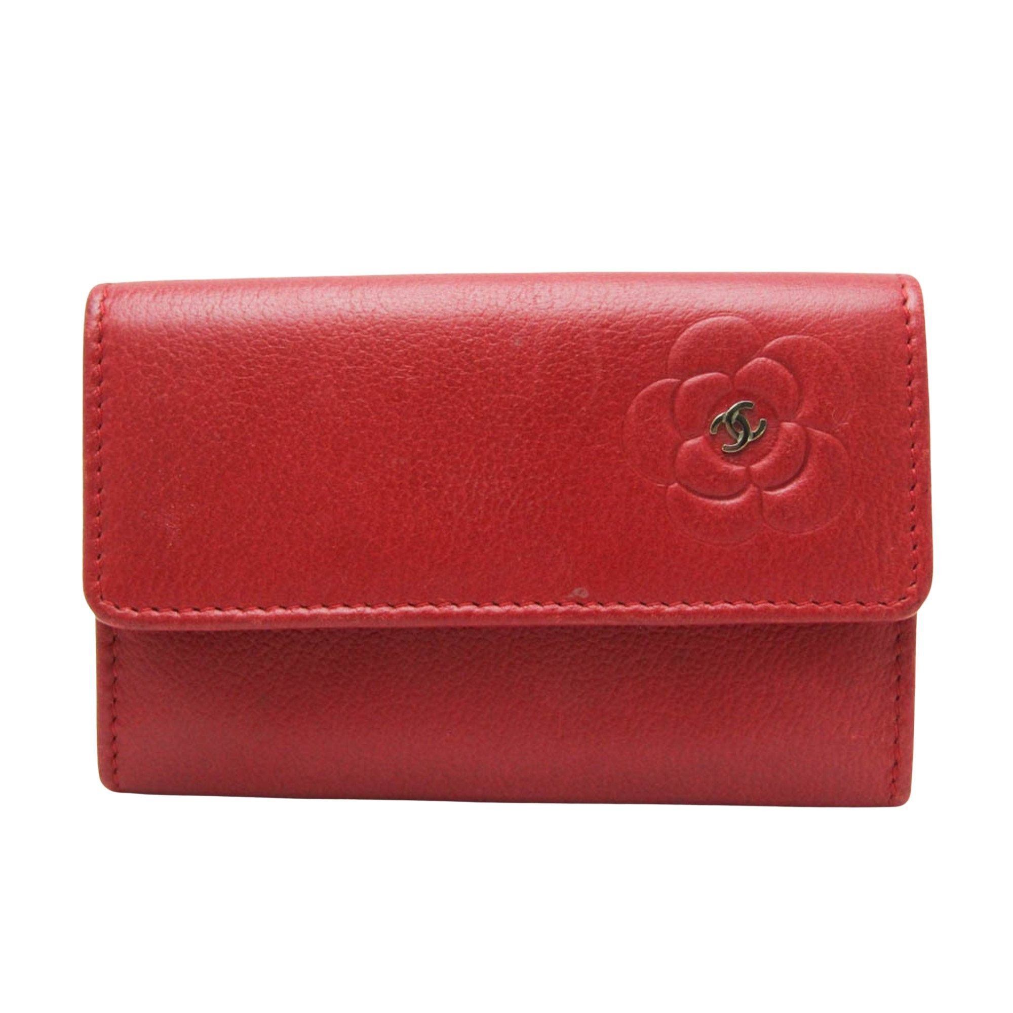 image of Chanel Camellia Wallet in Red, Women's
