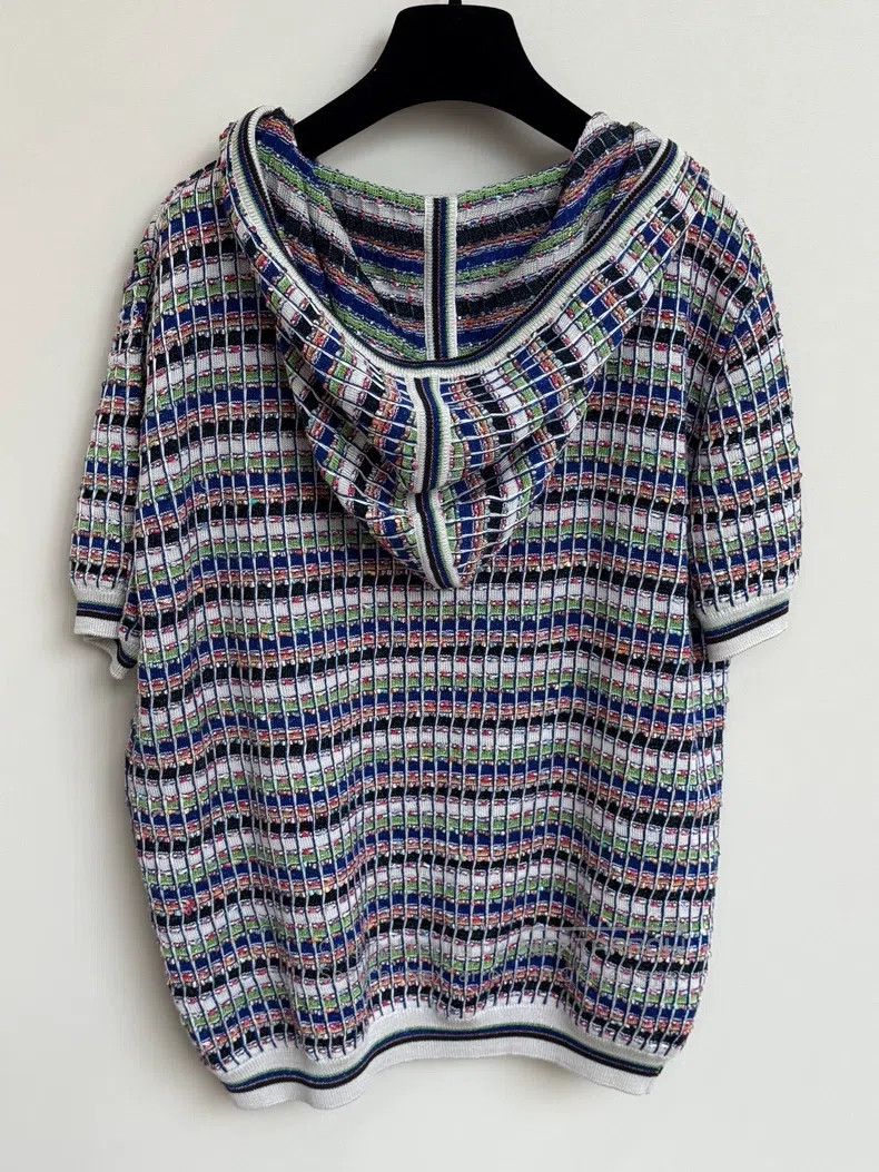 Chanel Chanel Colourful striped mulberry silk braided hooded shor Size S / US 4 / IT 40 - 2 Thumbnail