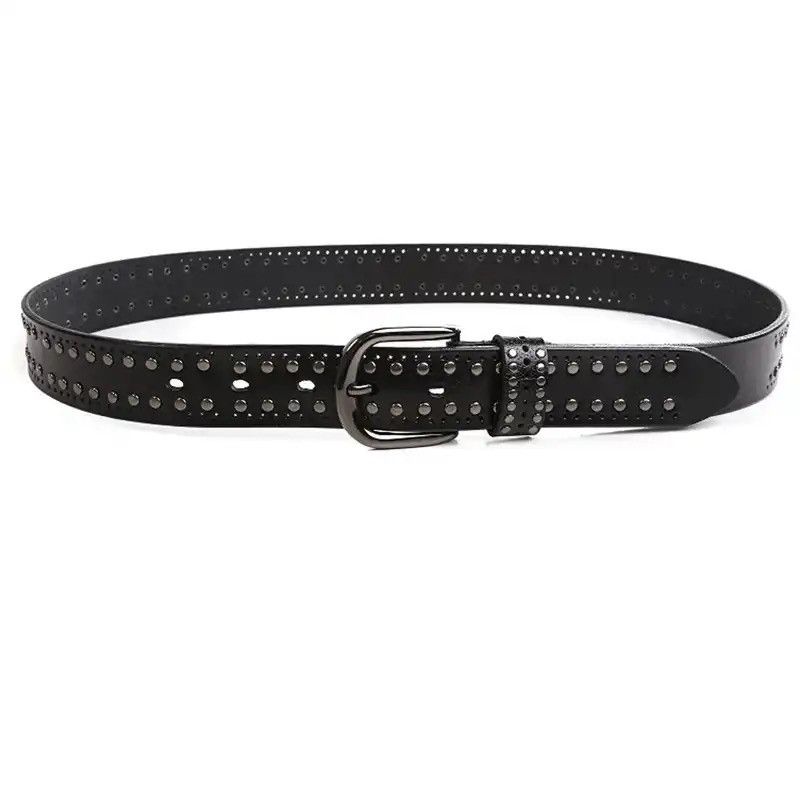Leather × Vintage Genuine Leather Waistband Luxury Waist Rivet Retro Belts Size ONE SIZE - 3 Thumbnail