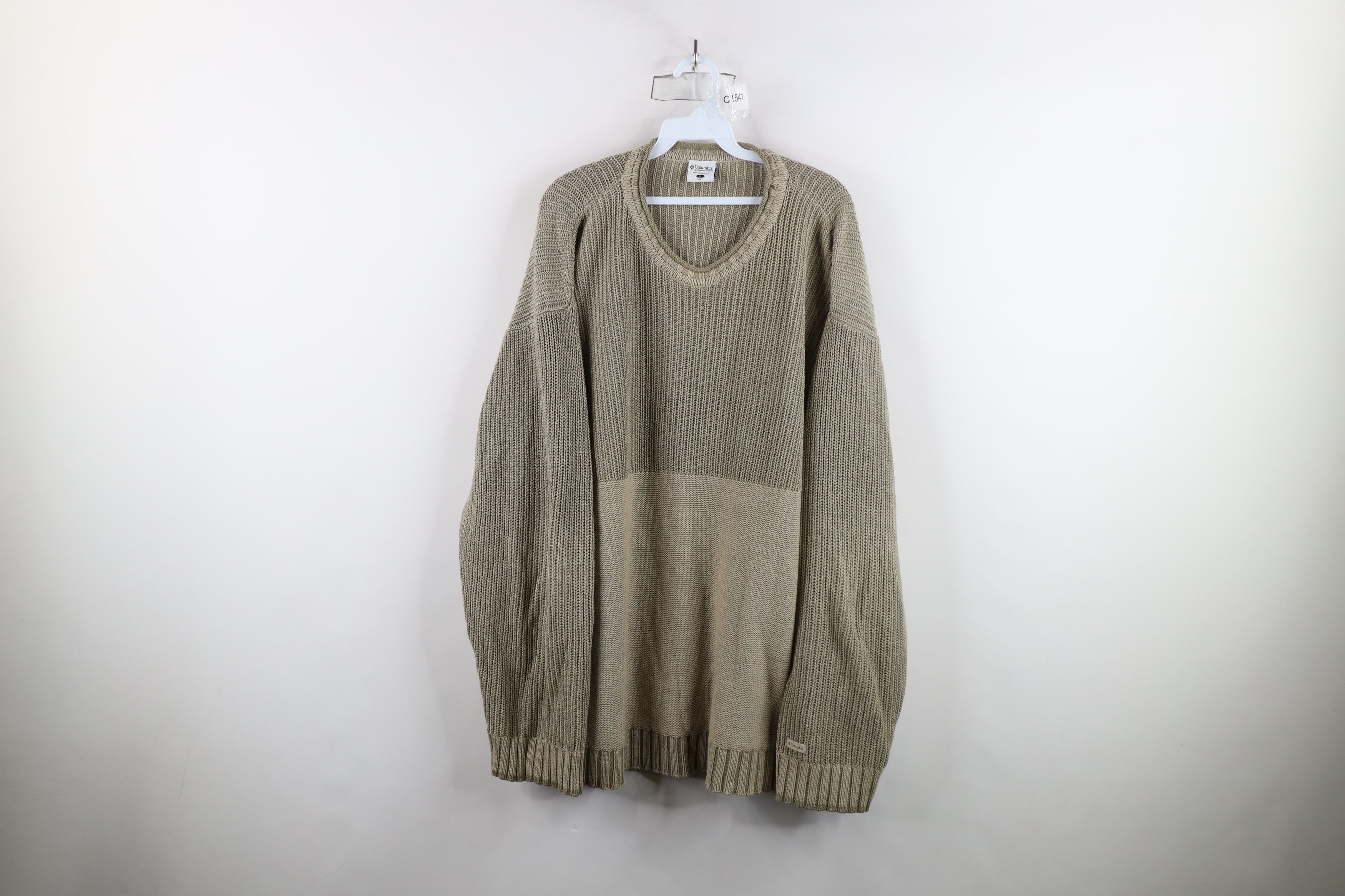 Columbia × Vintage Vintage 90s Columbia Fit Marled Ribbed Knit Sweater Beige Size US L / EU 52-54 / 3 - 1 Thumbnail