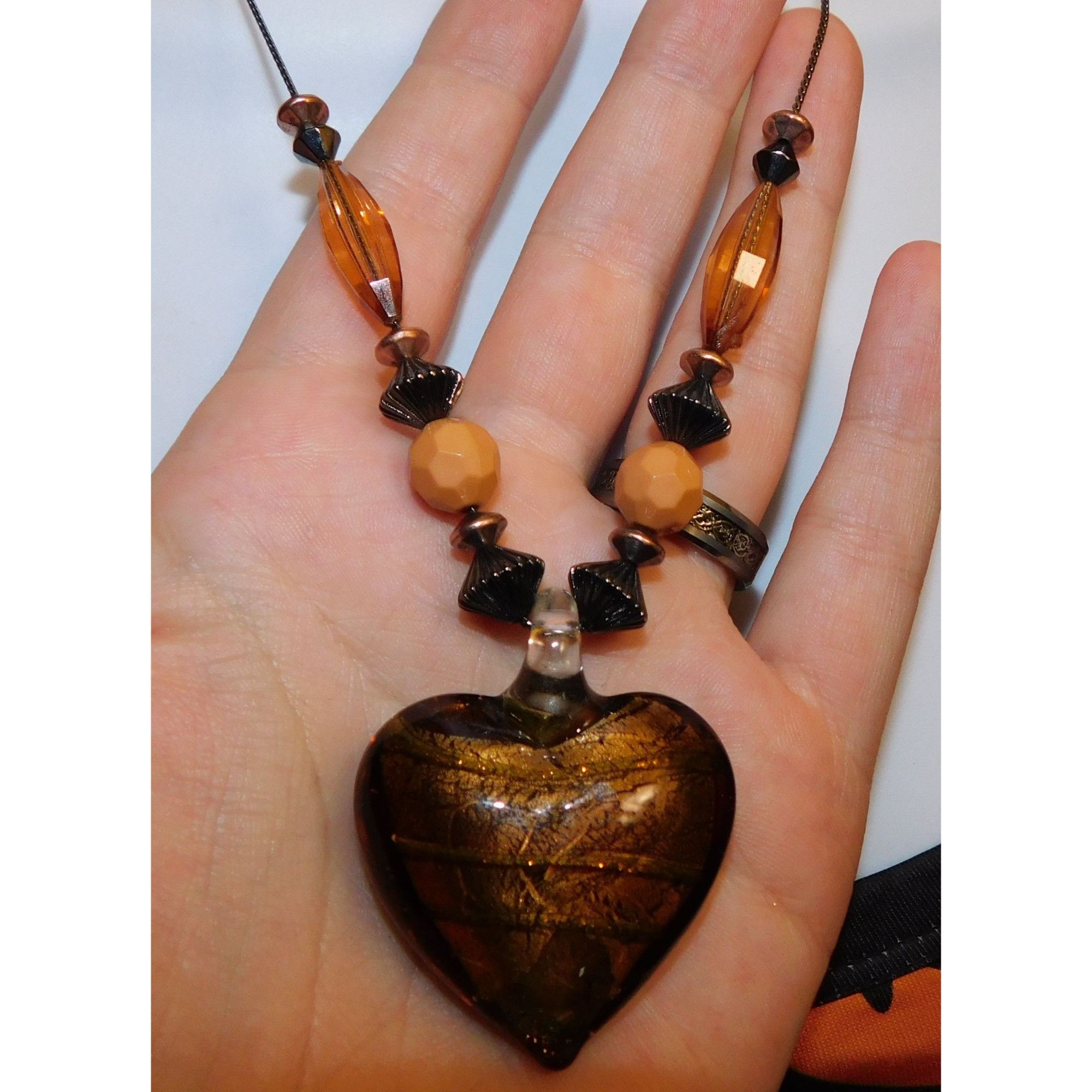 Other Earth Tone Glass Heart Necklace Size ONE SIZE - 2 Thumbnail