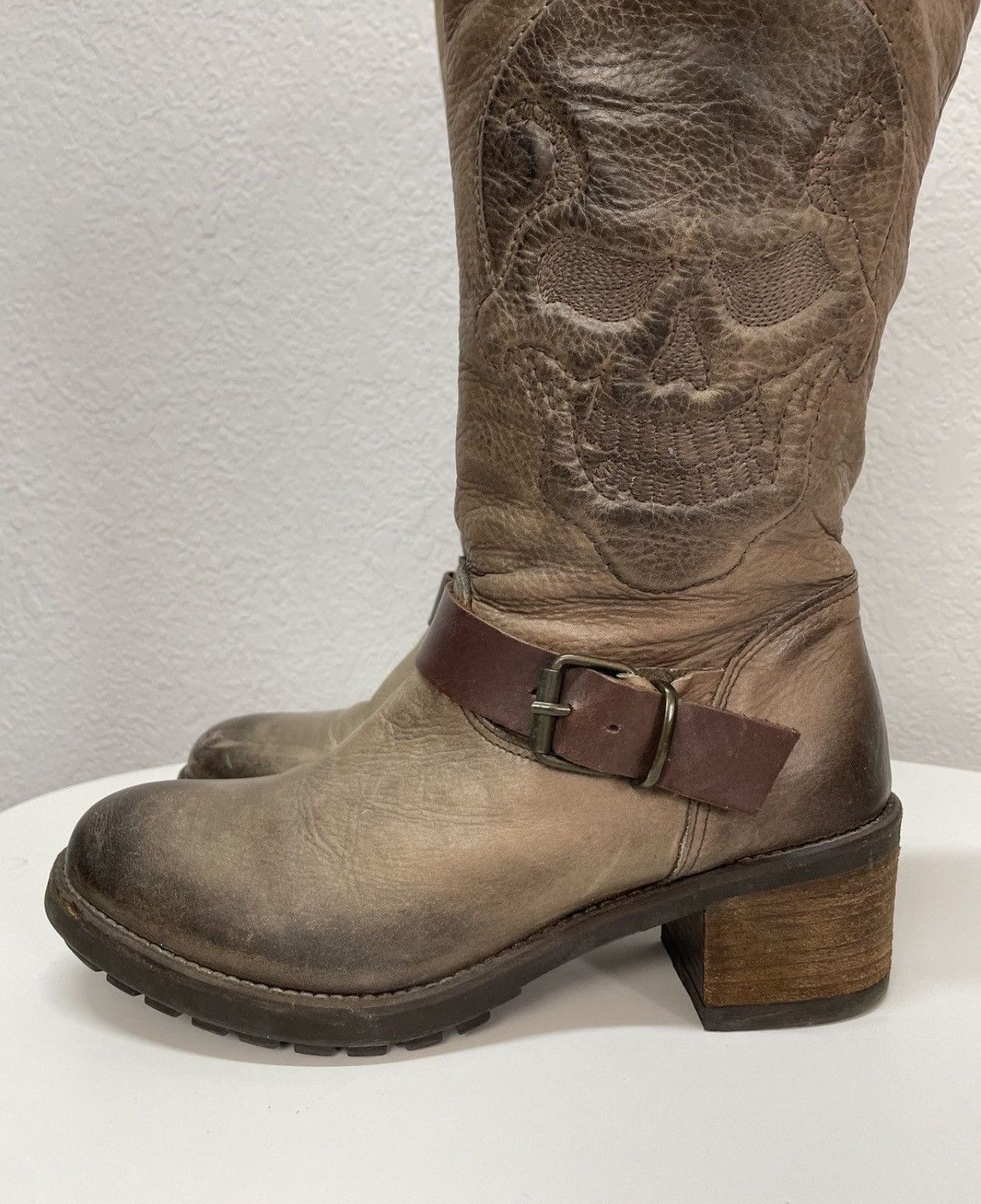 If Six Was Nine AS 98 Vibe Artisan Brown Leather Side Zip Ankle Biker Boots Size US 8 / IT 38 - 10 Thumbnail