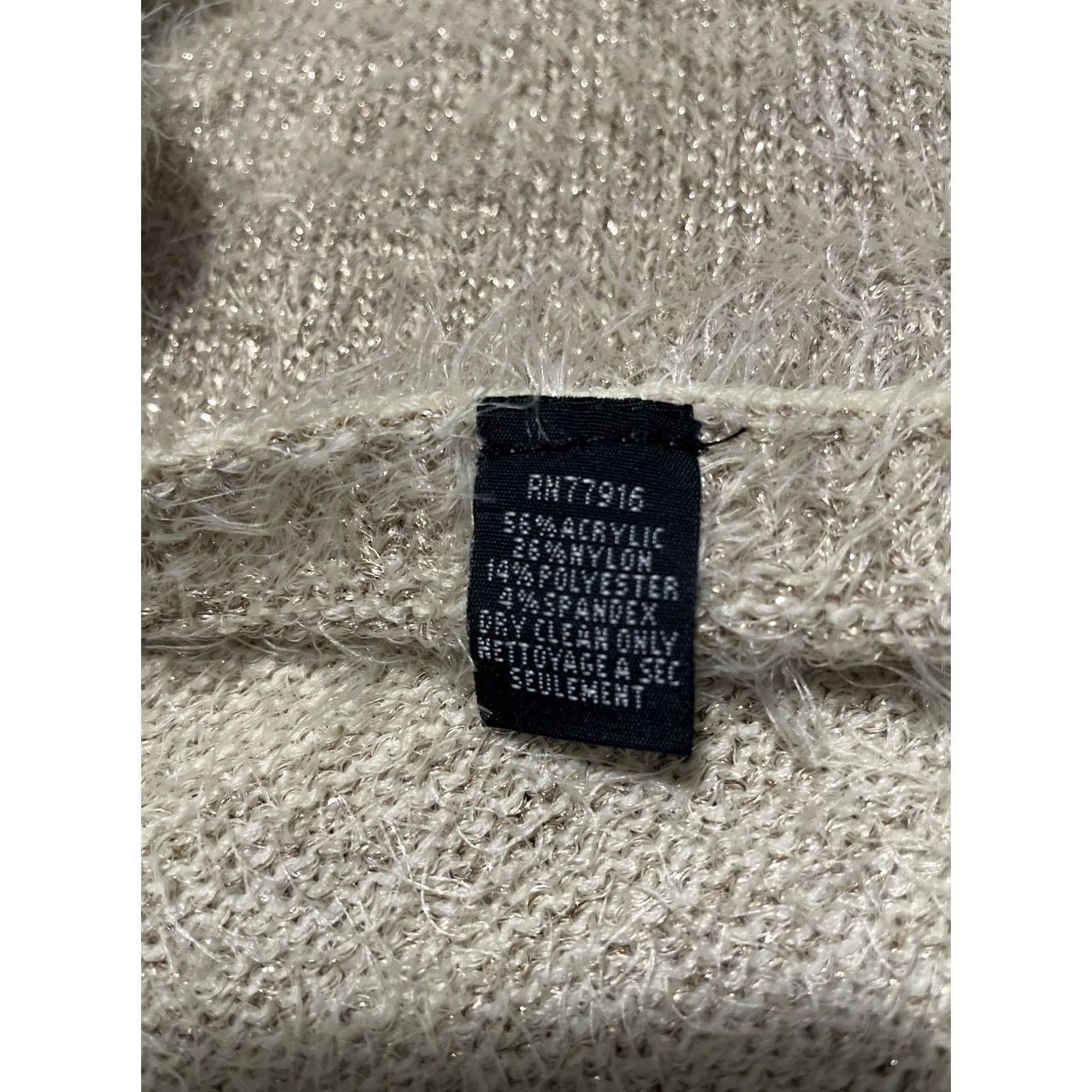 Anthropologie Anthropologie Poncho Womens One Size Cream NWT Akemi Kin Lara Eyelash Golden Metallic Fuzzy Size ONE SIZE - 6 Thumbnail