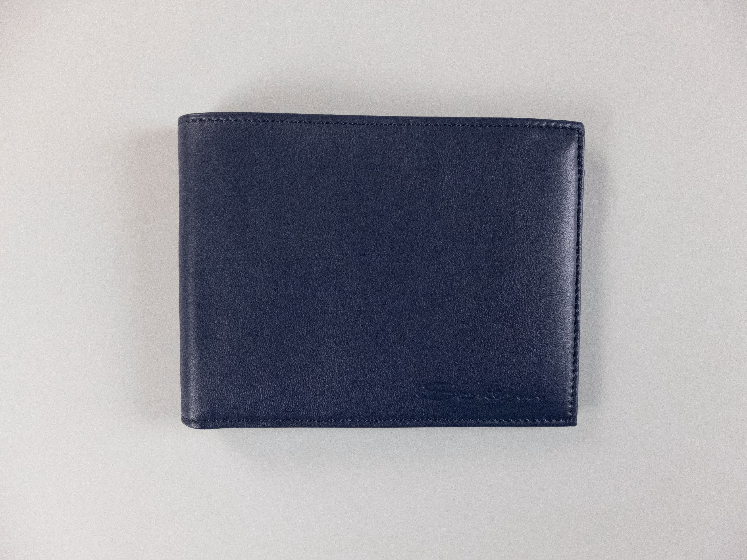 Santoni SANTONI blue classic leather bifold wallet billfold Italy Size ONE SIZE - 1 Thumbnail