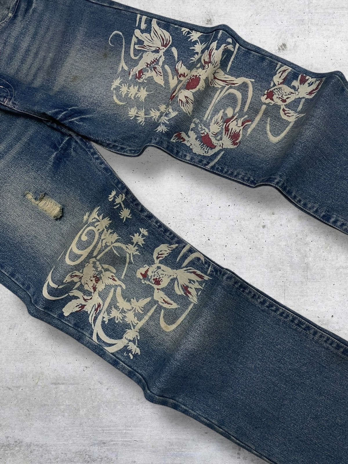Vintage VINTAGE ICONIC JAPAN DESIGNER KARAKURI TAMASHI KOI 90S DENIM Size US 33 - 5 Thumbnail