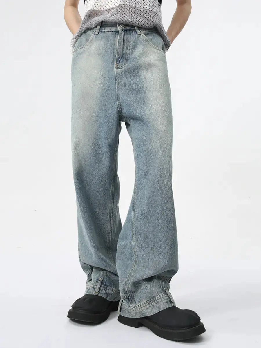 Japanese Brand Retro loose straight leg inverted jeans Size US 32 / EU 48 - 6 Thumbnail