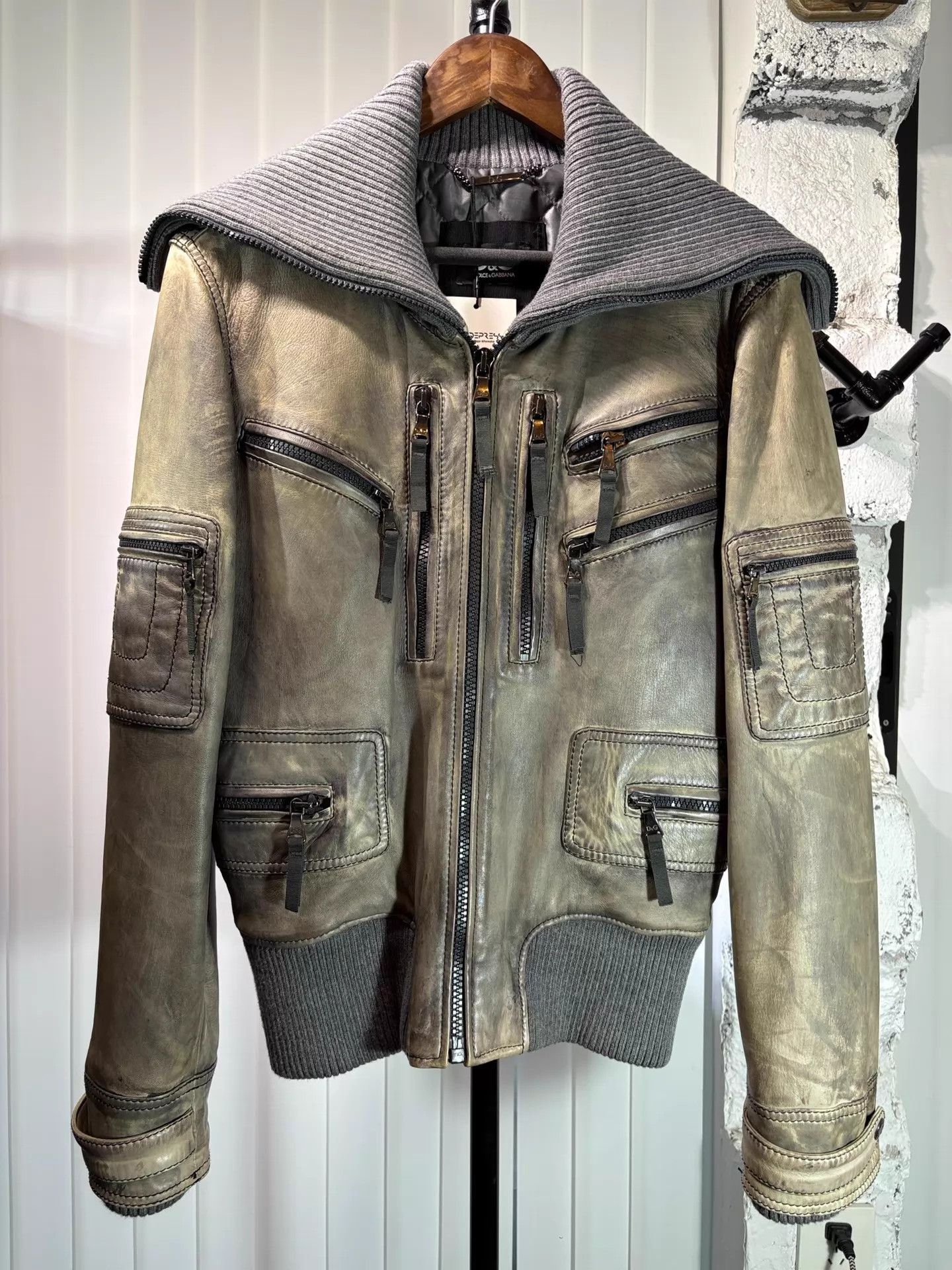 Dolce & Gabbana Dolce&Gabbana 10s Aged Lambskin Leather Jacket Size US S / EU 44-46 / 1 - 1 Thumbnail